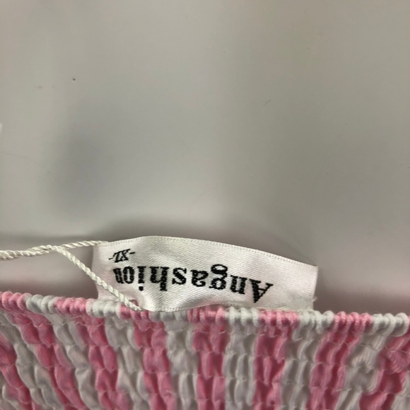 Loose Long Extra Large Button Front Sleeveless Pink Stripe Dress - Picture 8 of 8